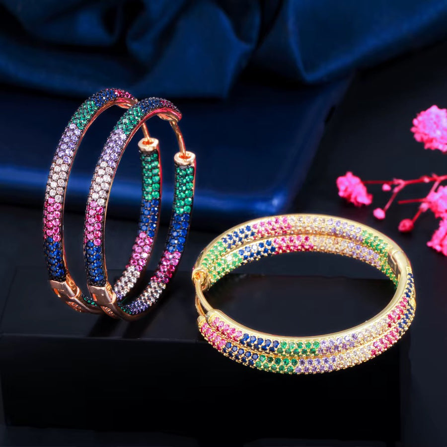 Flashing Lights hoop earrings included